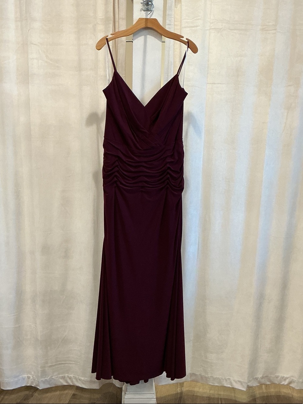 Christina Wu Burgundy Spaghetti Strap Maxi Dress
